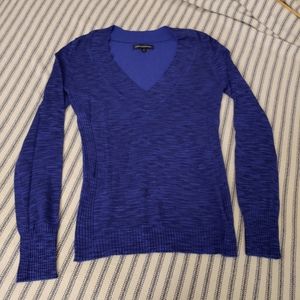 Blue stretch fit v neck sweater